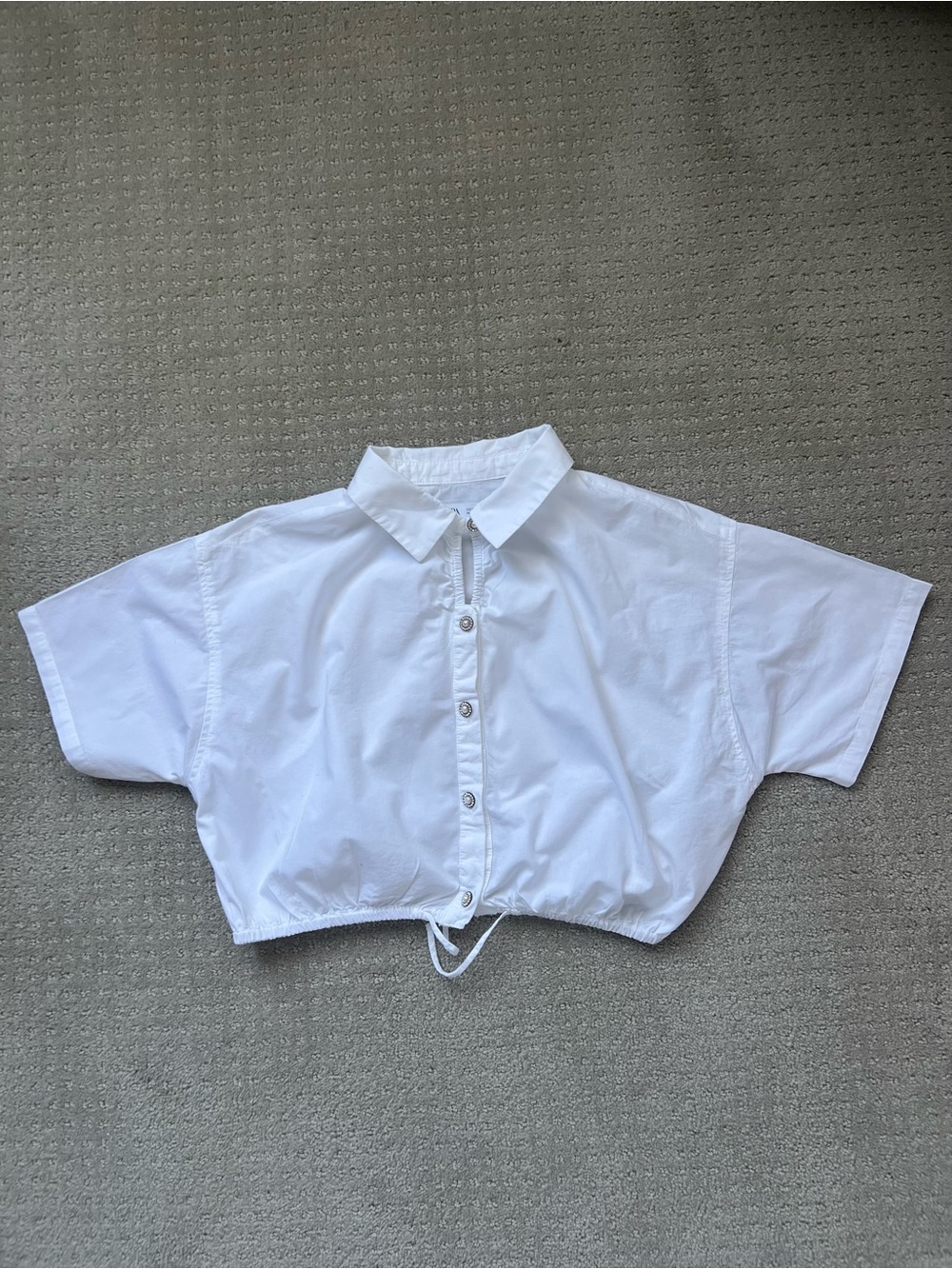 EUC Zara Girls White Cropped Button-Up Top Size 10